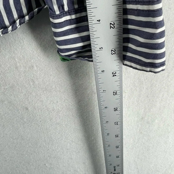 C. Wonder Button-Up Shirt Women's Sz M Blue Striped Collared Fitted Embroidered - Picture 4 of 12
